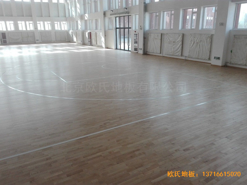 銀川北塔中學籃球館體育木地板安裝案例0